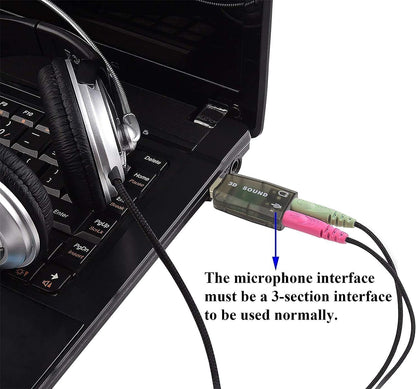 for PC Laptop Mac - USB to Mic 3.5mm External 3D Audio Sound Card Adaptor 5.1Ch