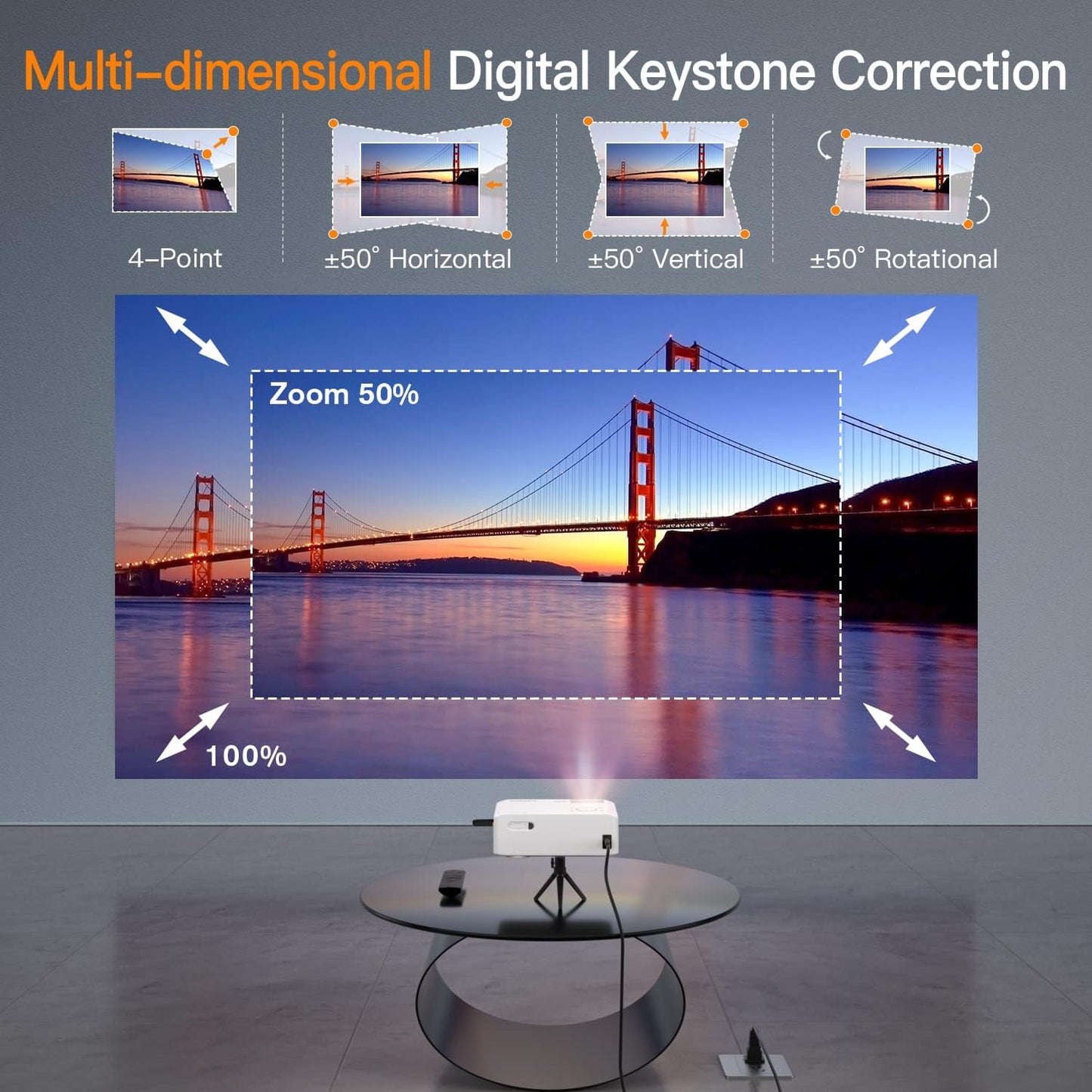 XuanPad V30 Mini Portable Home Video Projector 18000L 1080p Wifi USB ISO Android