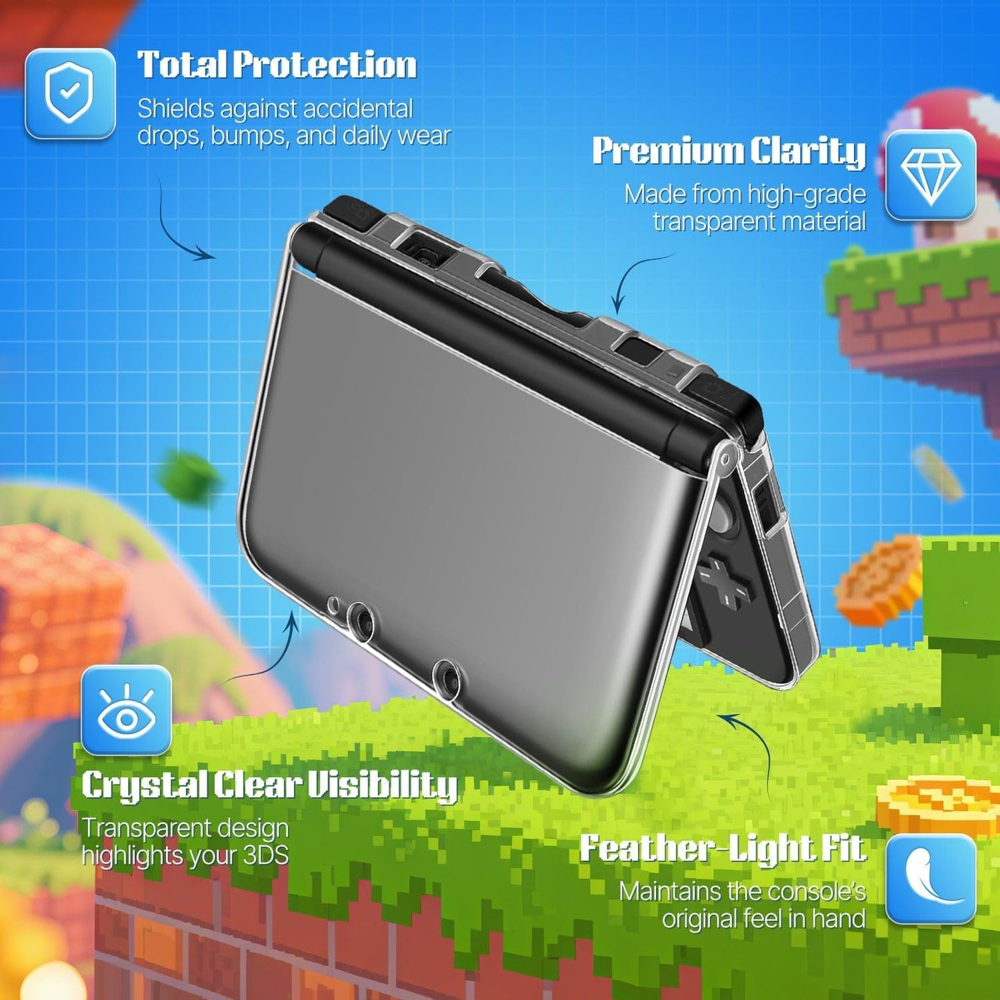 for Nintendo 3DS XL (Older) - Clear Hard Protective Shell Armour Case Cover