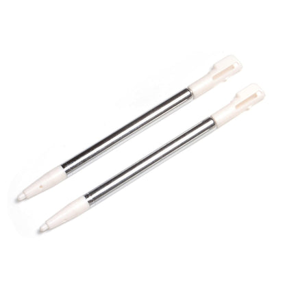 2x White Metal Retractable Extendable Stylus Touch Pens for Nintendo DS Lite