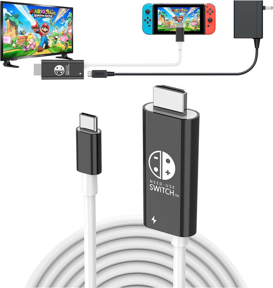 For Nintendo Switch - Black USB C to HDMI 4K TV Adapter Converter Cable 100W PD
