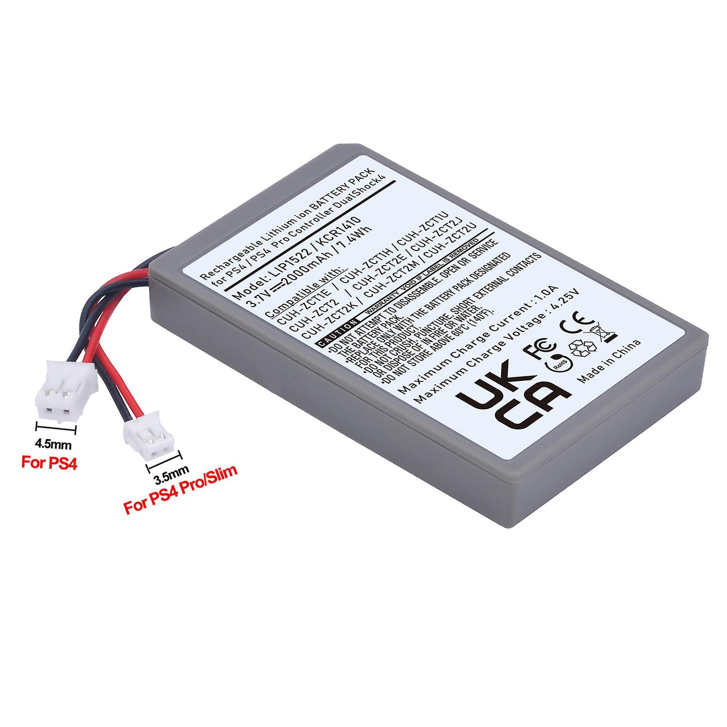for PS4 KCR1410 & Pro Slim LIP1522 - 2000mAh Replacement Battery Dual Use v1 v2