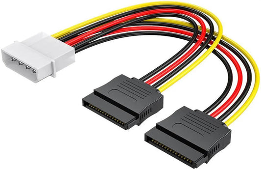 4 Pin Molex IDE to 2 Serial SATA Hard Drive Power Cable Y Splitter PC Extension