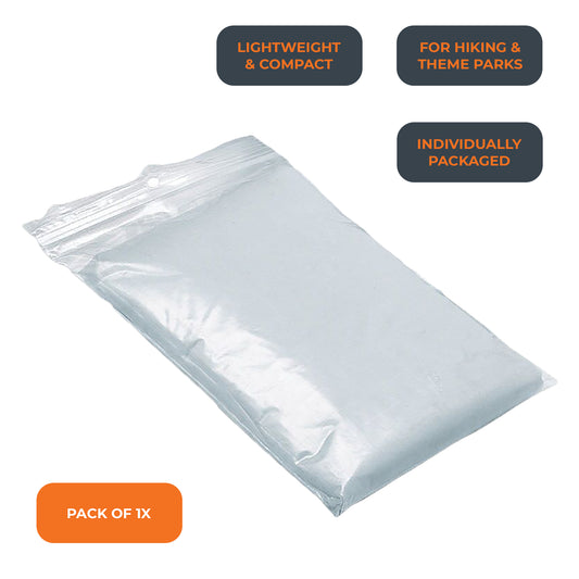 Clear Adult Disposable Emergency Theme Park & Festival Waterproof Rain Poncho