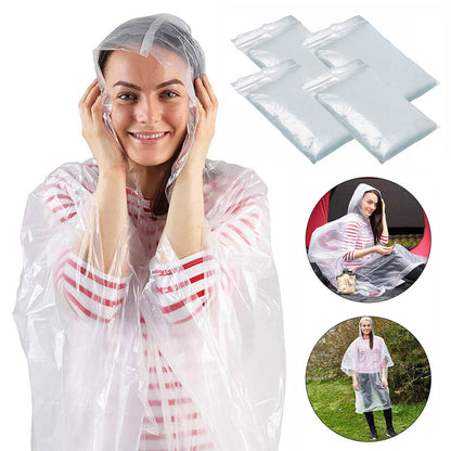4x Adult Waterproof Hooded Rain Poncho Mac Coat for Festivals Theme Parks | FPC
