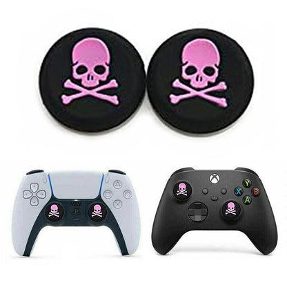 for Xbox Series S|X & PS5 - 2x Skull & Bones Silicone Thumb Stick Grip Covers
