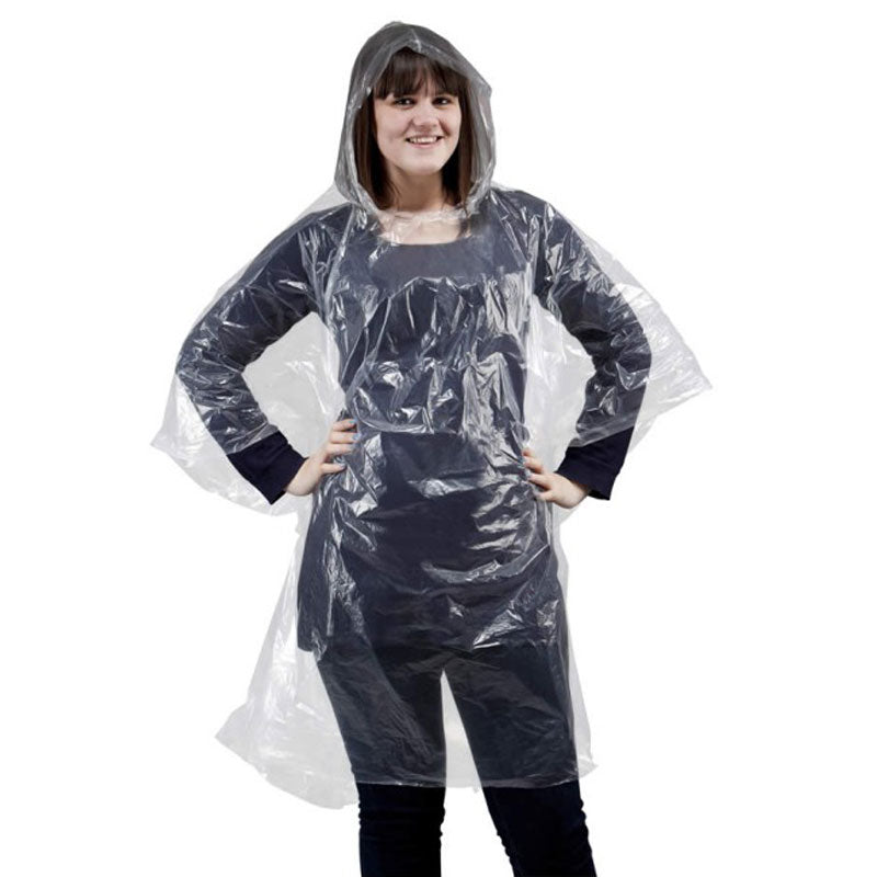 Clear Adult Disposable Emergency Theme Park & Festival Waterproof Rain Poncho