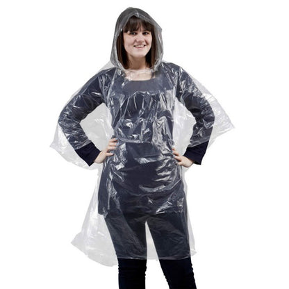 Clear Adult Disposable Emergency Theme Park & Festival Waterproof Rain Poncho