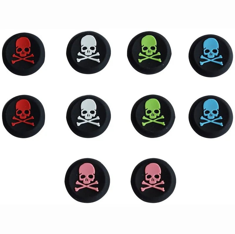 for Xbox Series S|X & PS5 - 2x Skull & Bones Silicone Thumb Stick Grip Covers