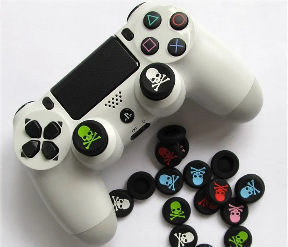 for Xbox Series S|X & PS5 - 2x Skull & Bones Silicone Thumb Stick Grip Covers