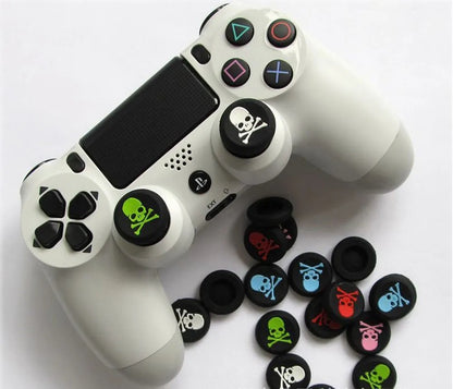 for Xbox Series S|X & PS5 - 2x Skull & Bones Silicone Thumb Stick Grip Covers