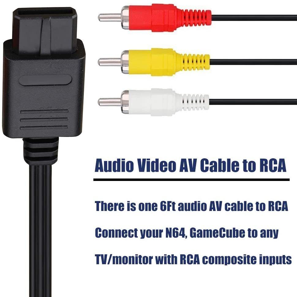 for Super Nintendo SNES | GC | N64 - Replacement RCA TV Audio Video Cable | FPC