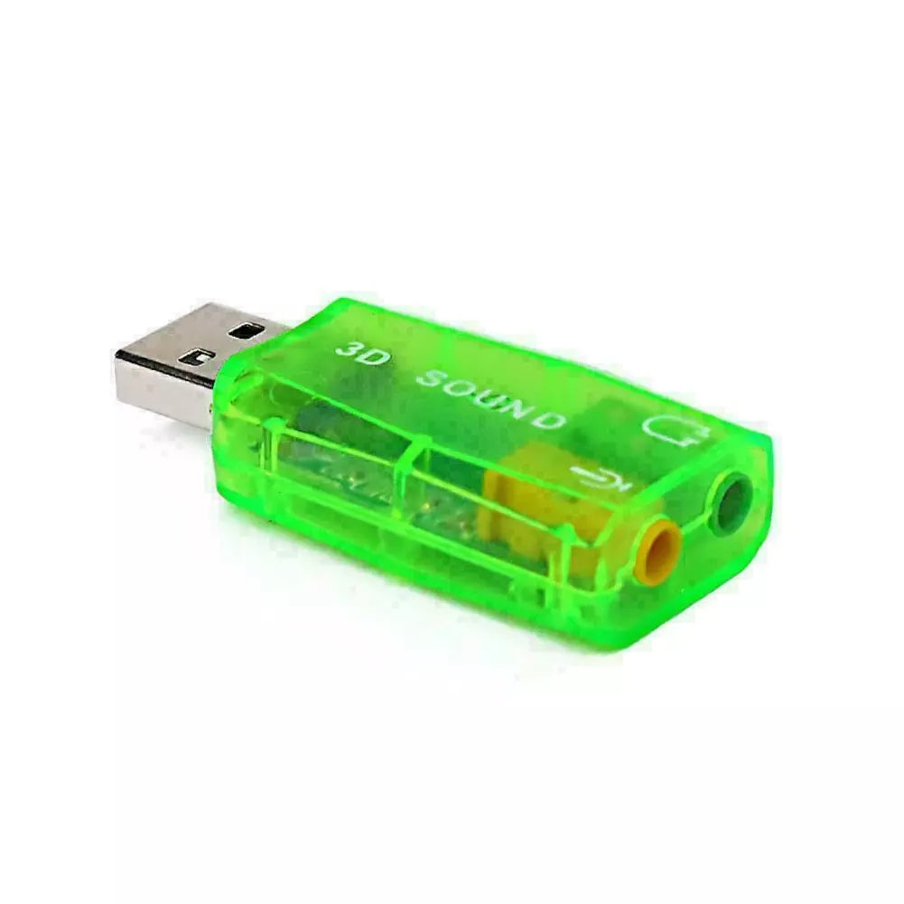 for PC Laptop Mac - USB to Mic 3.5mm External 3D Audio Sound Card Adaptor 5.1Ch