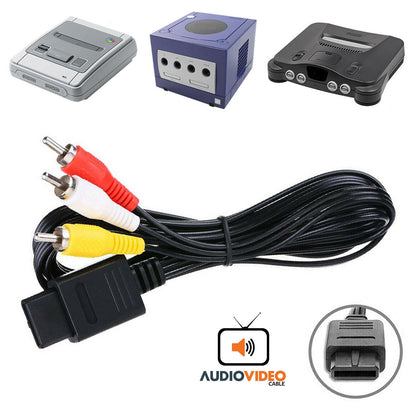 for Super Nintendo SNES | GC | N64 - Replacement RCA TV Audio Video Cable | FPC