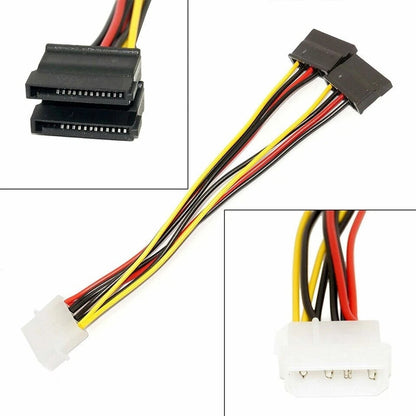4 Pin Molex IDE to 2 Serial SATA Hard Drive Power Cable Y Splitter PC Extension
