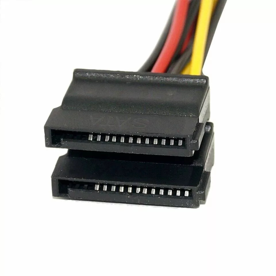 4 Pin Molex IDE to 2 Serial SATA Hard Drive Power Cable Y Splitter PC Extension