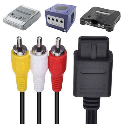 for Super Nintendo SNES | GC | N64 - Replacement RCA TV Audio Video Cable | FPC