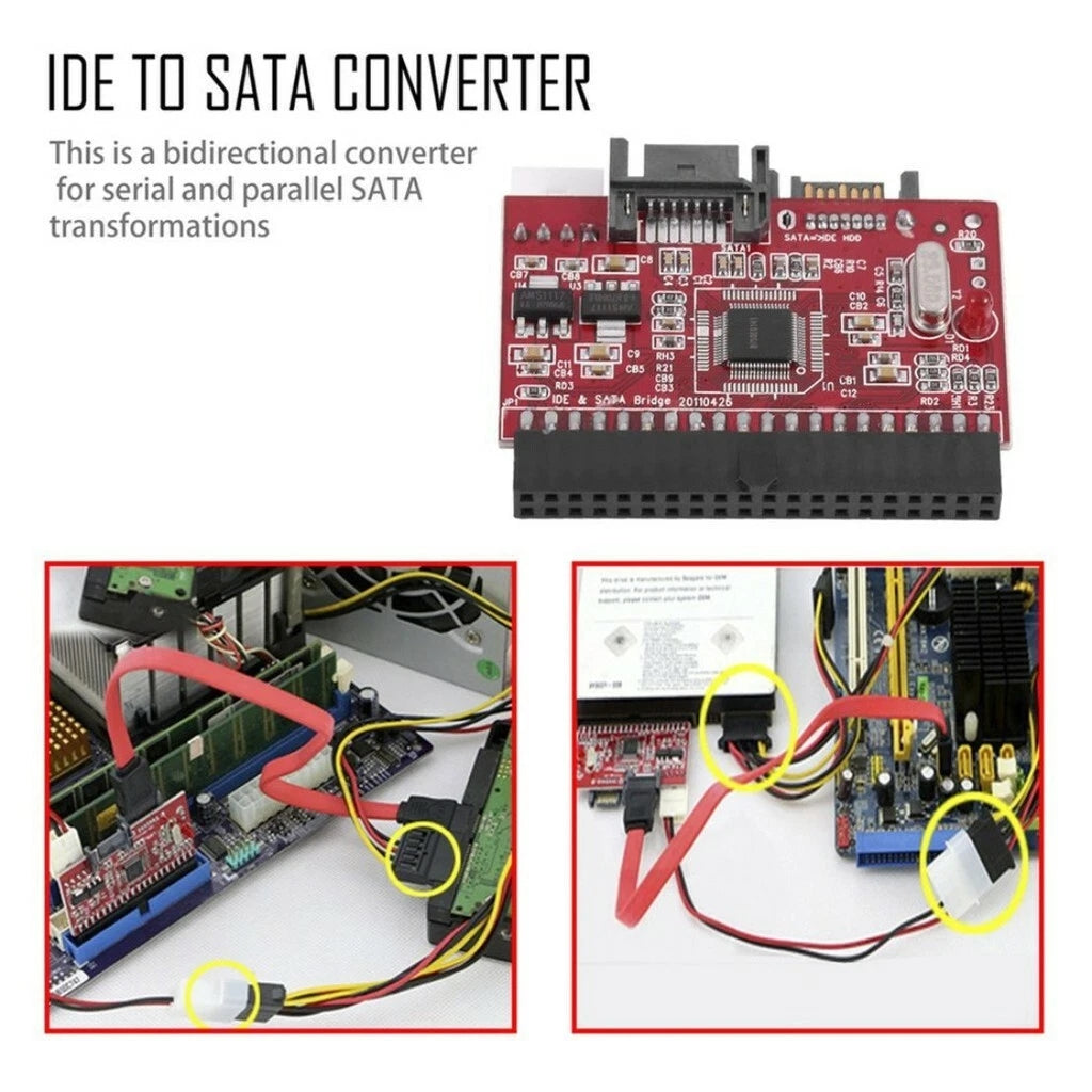 IDE 100/133 HDD CD DVD to SATA Bidirational Converter Adapter with Cables
