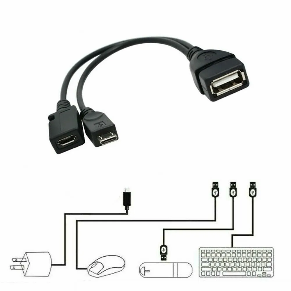 For Amazon Firestick 4K TV - 2in1 Micro USB OTG Adapter Power Cable Splitter HDD