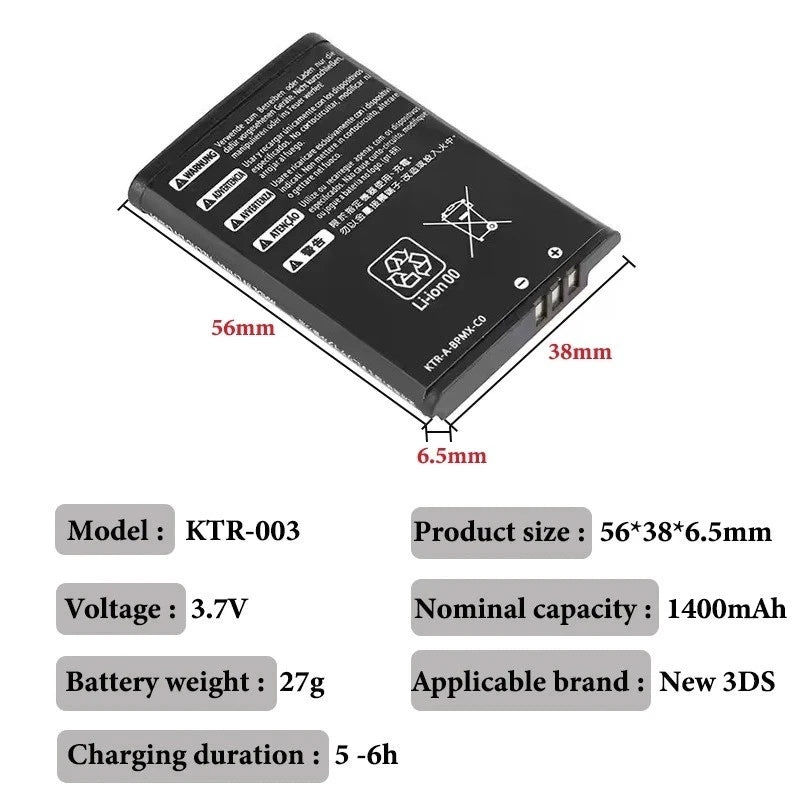 for Nintendo NEW 3DS Console - KTR-003 Replacement Battery 1400mAh | FPC