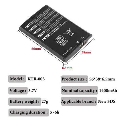 for Nintendo NEW 3DS Console - KTR-003 Replacement Battery 1400mAh | FPC