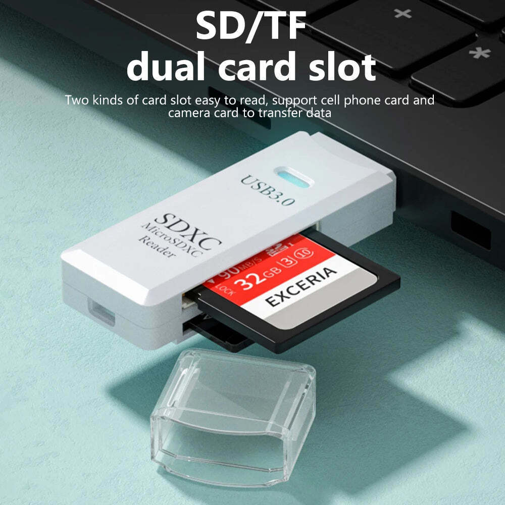 2 IN 1 USB 3.0  Memory Card Reader High Speed Adapter Micro SD SDXC TF