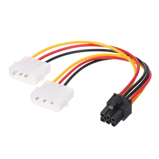 for Graphics Card - 4 Pin Dual Molex IDE to 6 Pin PCI-E Express GPU Power Cable