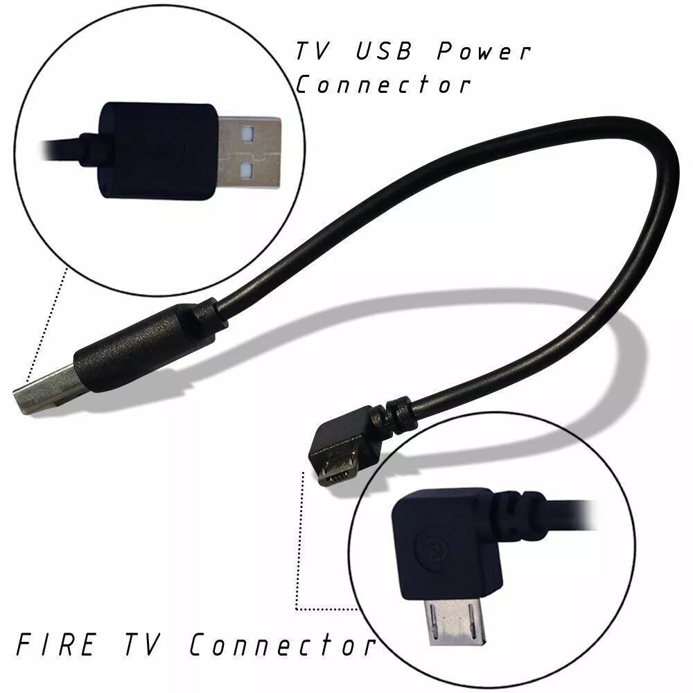For Amazon Firestick Fire TV - 0.25m Short 90 Degree Angle USB Power Cable Lead