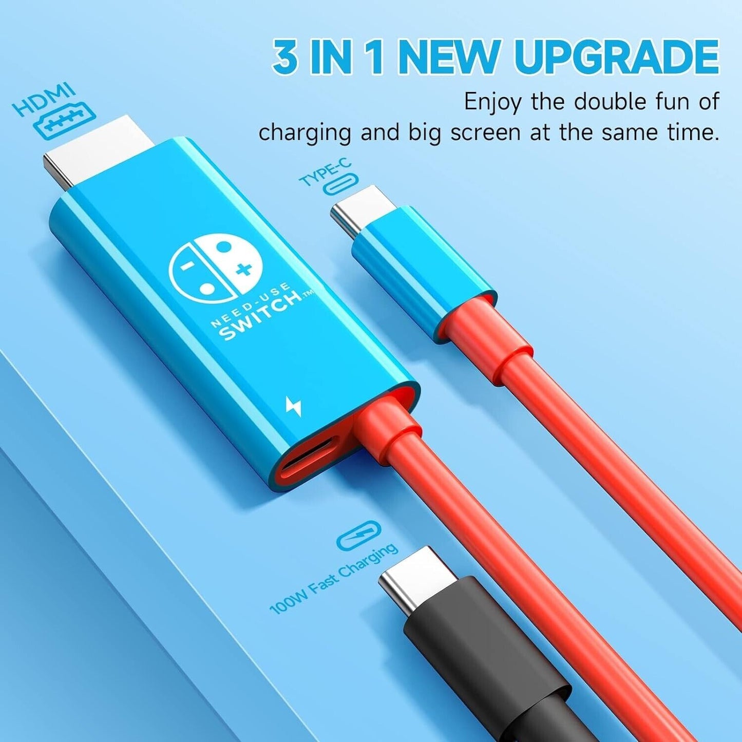 For Nintendo Switch - USB C to HDMI 4K TV Adapter Converter Cable 100W PD | FPC
