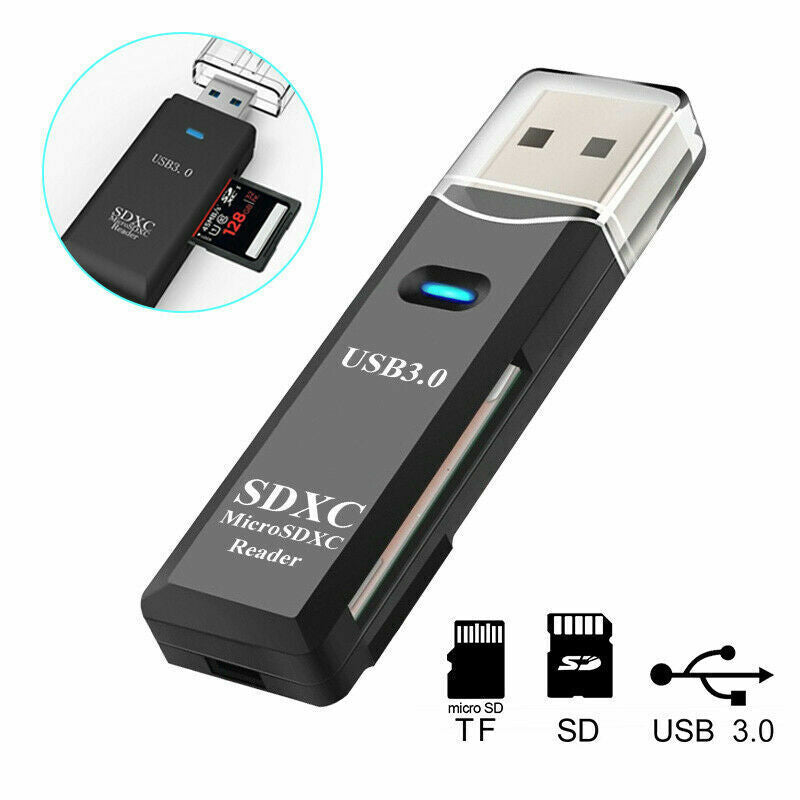2 IN 1 USB 3.0  Memory Card Reader High Speed Adapter Micro SD SDXC TF