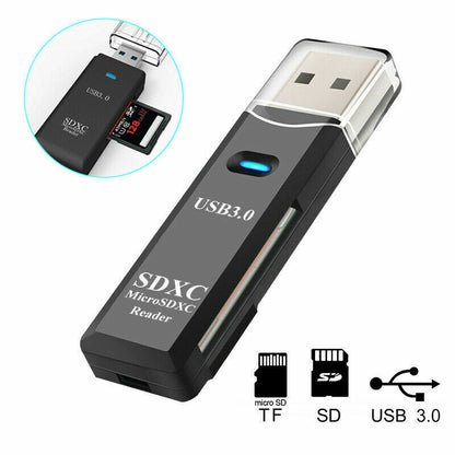 2 IN 1 USB 3.0  Memory Card Reader High Speed Adapter Micro SD SDXC TF