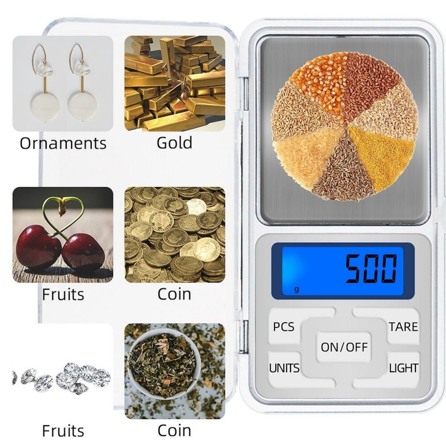 Mini Digital Scales 0.01g 500g Electronic Precision Pocket Jewellery Weighing