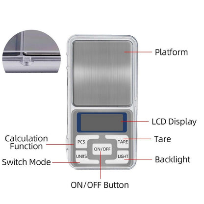 Mini Digital Scales 0.01g 500g Electronic Precision Pocket Jewellery Weighing