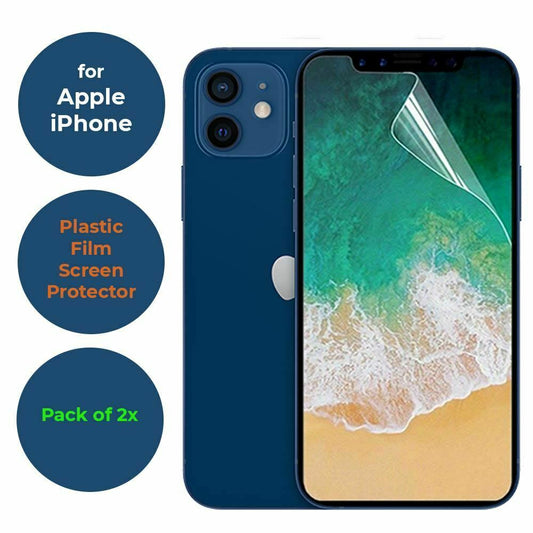 for iPhone 16 15 14 13 12 11 XS XR X 8 7 6S - 2x Clear Plastic Screen Protectors