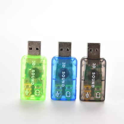 for PC Laptop Mac - USB to Mic 3.5mm External 3D Audio Sound Card Adaptor 5.1Ch