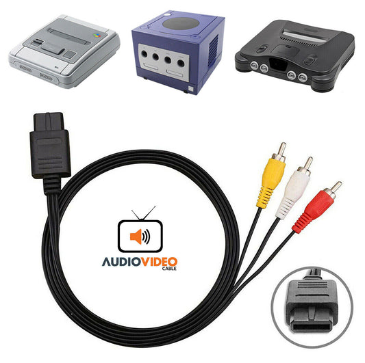 for Super Nintendo SNES | GC | N64 - Replacement RCA TV Audio Video Cable | FPC