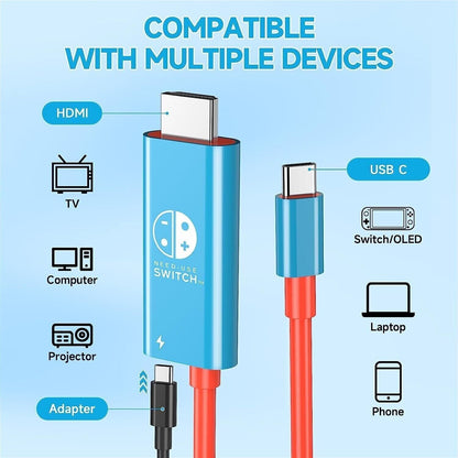 For Nintendo Switch - USB C to HDMI 4K TV Adapter Converter Cable 100W PD | FPC