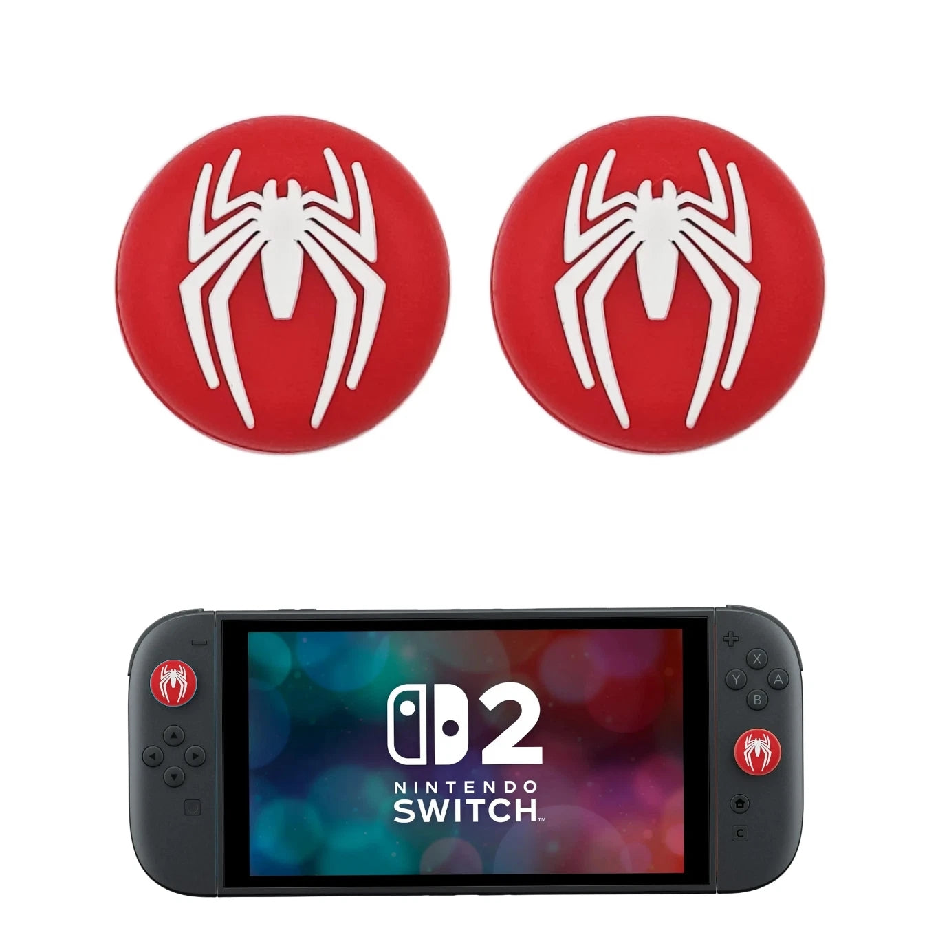 2x Spiderman Silicone Rubber Thumb Stick Grip Cover Caps for Nintendo Switch 2