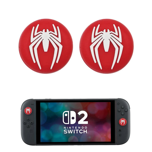 2x Spiderman Silicone Rubber Thumb Stick Grip Cover Caps for Nintendo Switch 2