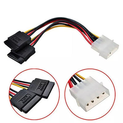 4 Pin Molex IDE to 2 Serial SATA Hard Drive Power Cable Y Splitter PC Extension