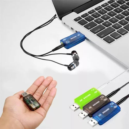 for PC Laptop Mac - USB to Mic 3.5mm External 3D Audio Sound Card Adaptor 5.1Ch