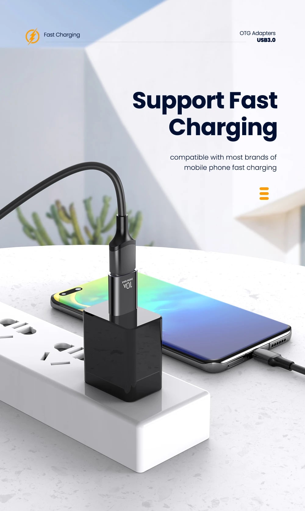 10A USB-C 3.0 Female to Standard USB A Male OTG Adapter Connector Converter