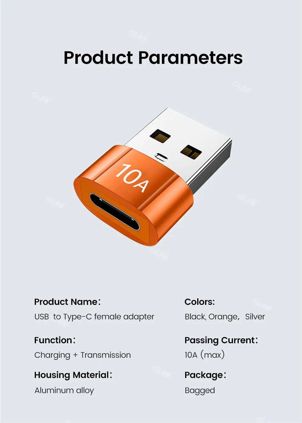 10A USB-C 3.0 Female to Standard USB A Male OTG Adapter Connector Converter