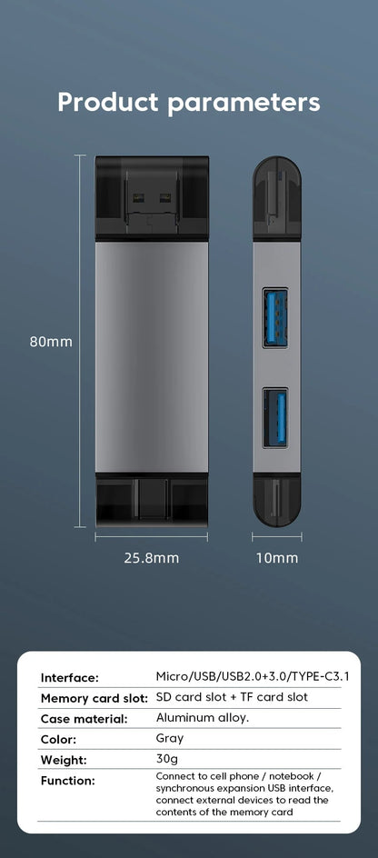 7 In 1 Multifunction USB 3.0 Memory Card Reader Adapter SD/Micro SD/USB | FPC