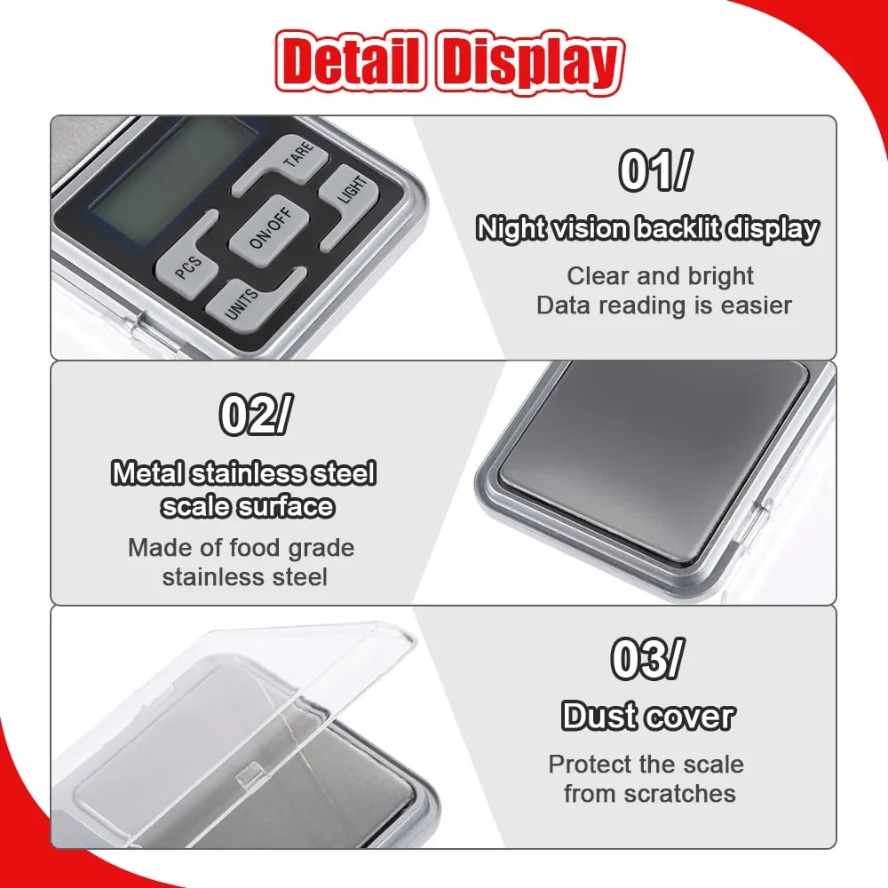 Mini Digital Scales 0.01g 500g Electronic Precision Pocket Jewellery Weighing