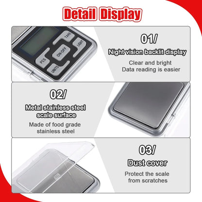 Mini Digital Scales 0.01g 500g Electronic Precision Pocket Jewellery Weighing