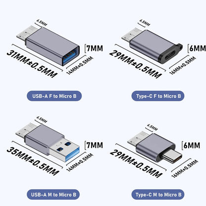 for Portable Hard Drive HDD Micro B - USB-C 3.0 Male Female Adapter Converters