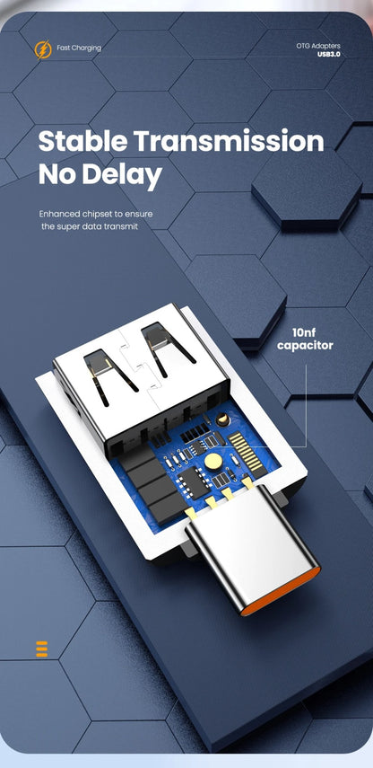 10A USB to USB-C Adapter Connector Converter 3.1 A Female to Type-C Male OTG