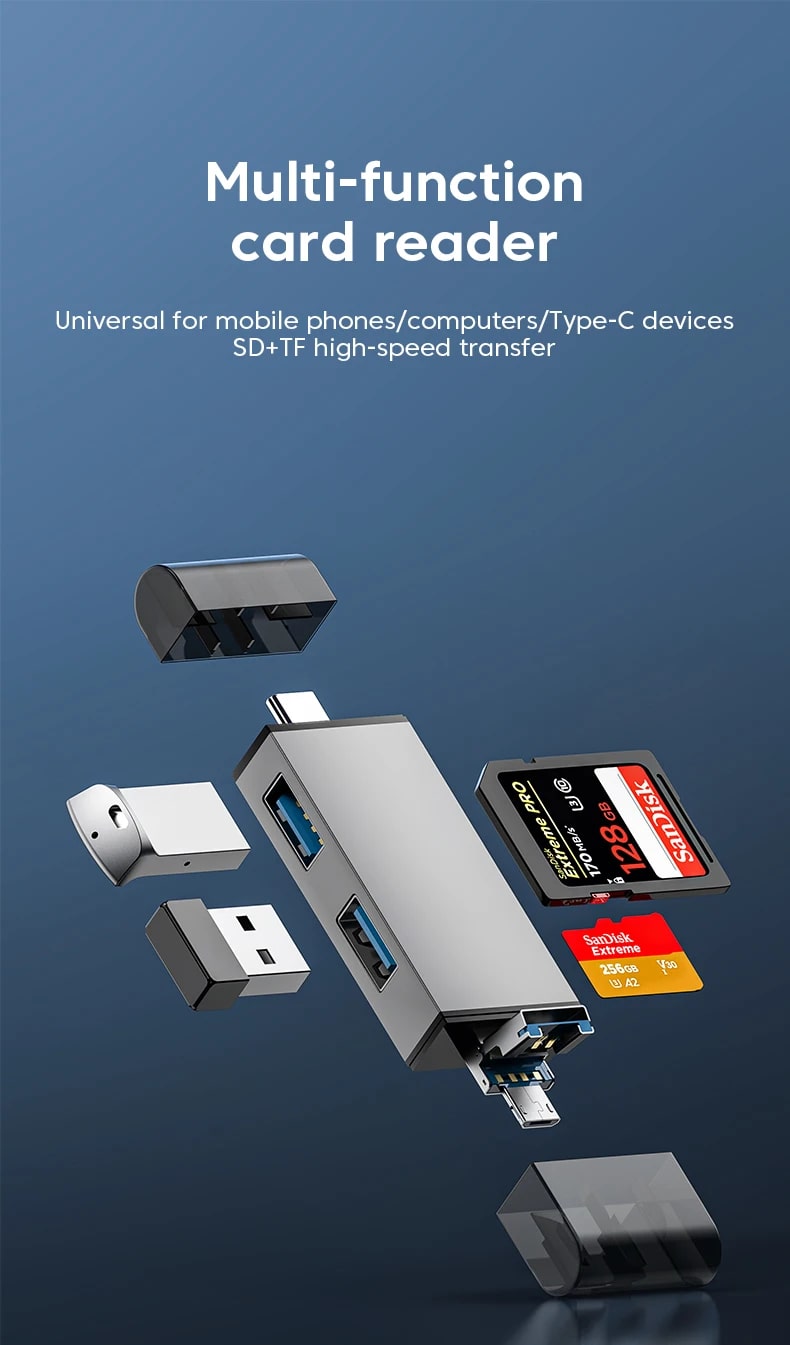 7 In 1 Multifunction USB 3.0 Memory Card Reader Adapter SD/Micro SD/USB | FPC