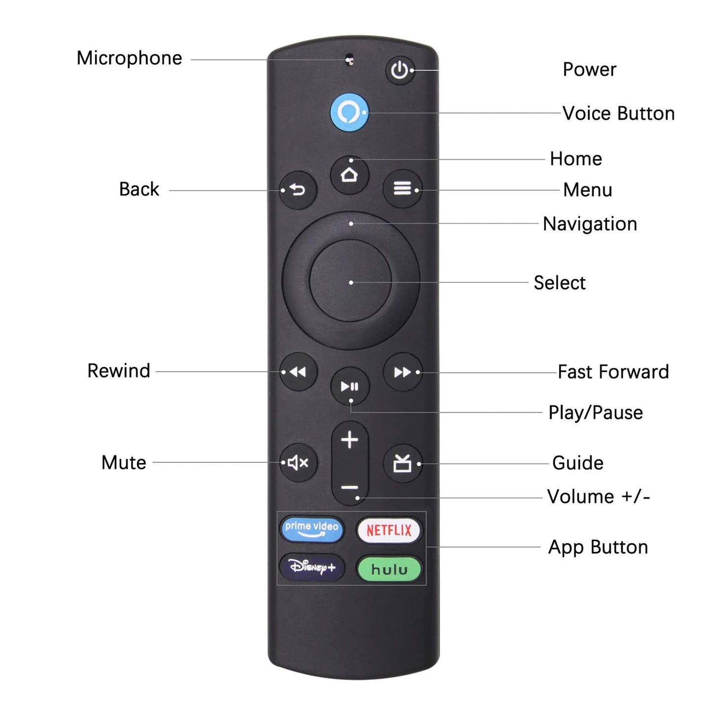 For Amazon Fire Stick TV 4K MAX Lite Prime - Bluetooth Voice Remote Control